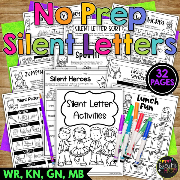 Silent Letters Wr Kn Gn Mb Words Worksheets and Activities No Prep Printables