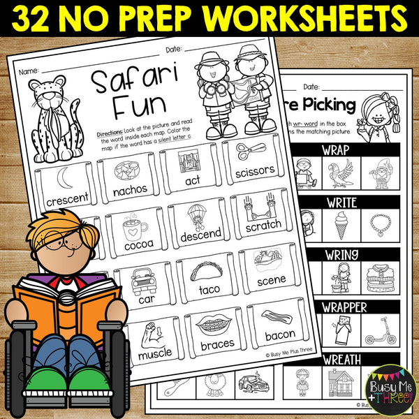 Silent Letters Wr Kn Gn Mb Words Worksheets and Activities No Prep Printables