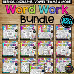 Word Study Phonics BUNDLE Blends Digraphs Trigraphs Vowel Teams CVC CVCE