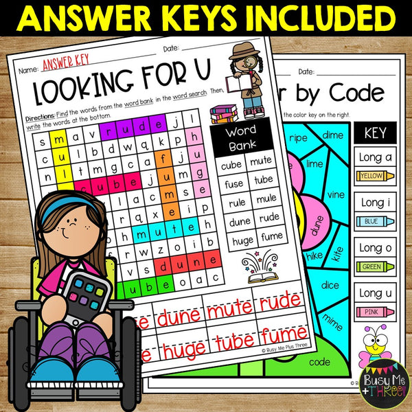 CVCe Worksheets and Activities No Prep Magic E Words Printables