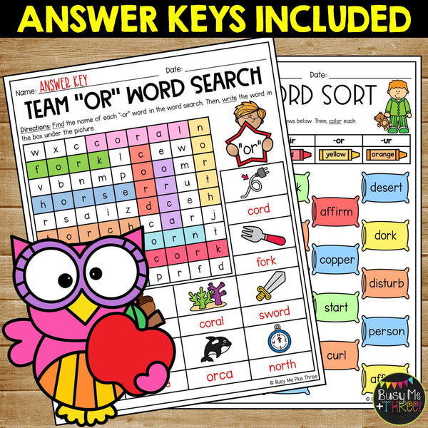 R Controlled Vowels Worksheets | ar er or ir ur | Activities No Prep Printables