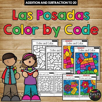 Las Posadas Color by Code {Addition & Subtraction to 20} Mystery Pictures