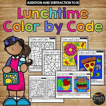 Back to School Activities Food Color by Code {Addition & Subtraction to 10}