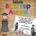 End of Year Award Blow Pop or Gum Graduation Certificate {Editable}