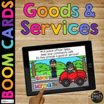 Goods and Services BOOM CARDS™ Distance Learning, 1st Grade and 2nd Grade