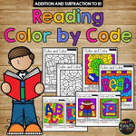 Back to School Activities READING Color by Code {Addition & Subtraction to 10}