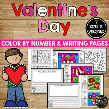 Valentine's Day Activities for Math & Writing | Color by Number & Writing Sheets