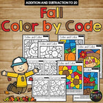 Color by Code Fall Math Activities {Addition and Subtraction to 20}