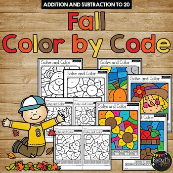 Color by Code Fall Math Activities {Addition and Subtraction to 20}