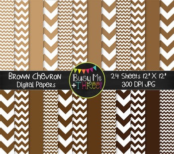 Brown Chevron Digital Papers {Commercial Use Digital Graphics}