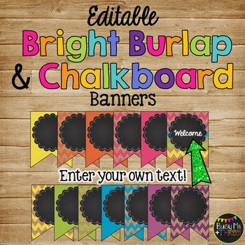 Editable Banners {Bright Chevron Burlap & Chalkboard Theme}