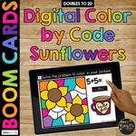 Fall Boom Cards™ Digital Color by Code SUNFLOWERS Distance Learning, Doubles