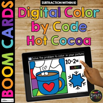 Winter Boom Cards™ Color by Code HOT COCOA Math Digital Learning Activity