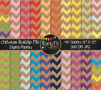 LARGE Chevron Burlap Mix Digital Papers {Commercial Use Digital Graphics}