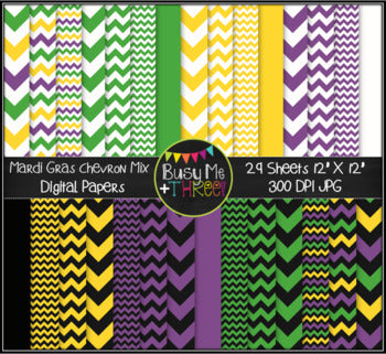 Mardi Gras Digital Papers {Commercial Use Graphics}