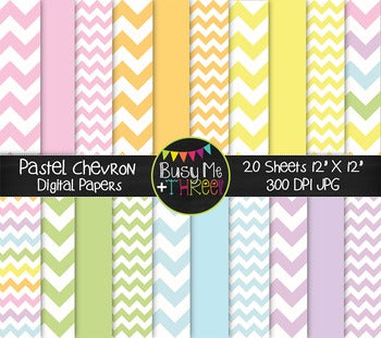 Large Pastel Chevron Digital Papers {Commercial Use Digital Graphics}