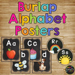 Alphabet Posters and Word Wall Labels BURLAP AND CHALKBOARD Farmhouse