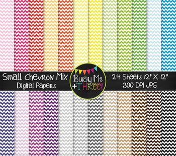 SMALL Chevron Mix Digital Papers {Commercial Use Digital Graphics}