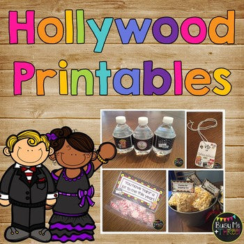 Hollywood Printables for Learning Celebration or End of Year Party