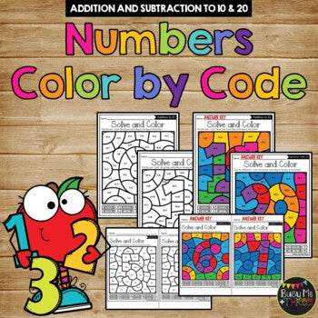 Color by Code NUMBERS 0-20 {Addition & Subtraction to 10 & 20} Mystery Picture