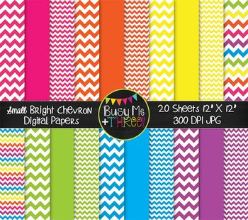 SMALL Bright Chevron Digital Papers {Commercial Use Digital Graphics}