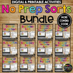 No Prep SORTS Growing BUNDLE Worksheets for Math, Science, Behavior