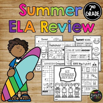 End of the Year LITERACY REVIEW Summer Packet 2nd Grade ELA No Prep Printables