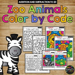 Color by Code ZOO ANIMALS Color by Number {Addition & Subtraction to 20}