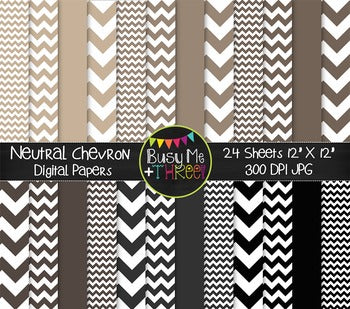 Neutral Chevron Digital Papers {Commercial Use Digital Graphics}