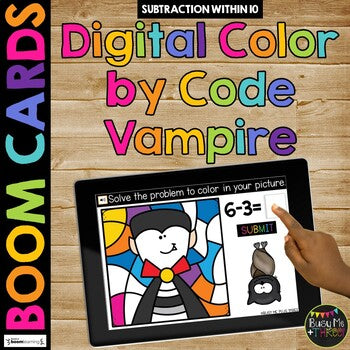 Boom Cards™ Halloween Color by Code VAMPIRE Digital Learning Activity