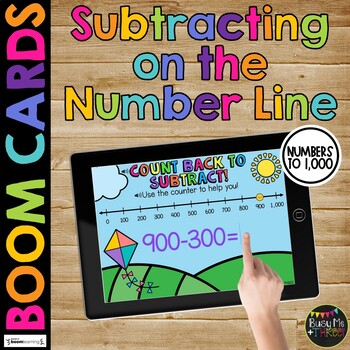 Subtracting Numbers on the Number Line to 1,000 BOOM CARDS™ Digital Learning