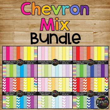 Chevron Digital Papers BUNDLE, Rainbow {Commercial Use Digital Graphics}