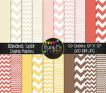 Banana Split Chevron Digital Papers {Commercial Use Digital Graphics}