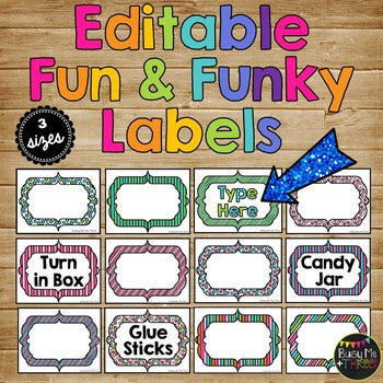 EDITABLE Labels for Classroom Organization, Decor, Stripes & Polka Dots