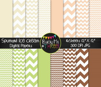 Spumoni Ice Cream Chevron Digital Papers {Commercial Use Digital Graphics}