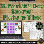 St. Patrick's Day Digital Secret Picture Tile Math Puzzles Google Classroom™