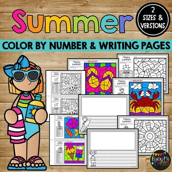 SUMMER Activities for Writing & Math | Color by Number End of Year Activity