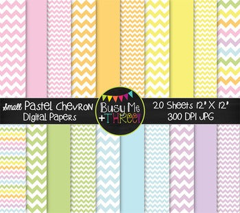 SMALL Pastel Chevron Digital Papers {Commercial Use Digital Graphics}