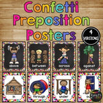 Preposition Posters and Signs CONFETTI and Chalkboard Classroom Decor