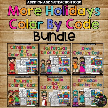 Color by Code MORE HOLIDAYS BUNDLE {Addition & Subtraction to 20}