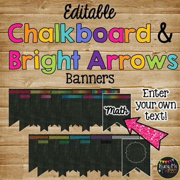 Editable Banners 160 Different Chalkboard & Bright Arrows Pendants