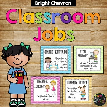 Classroom Jobs, Bright Chevron Theme