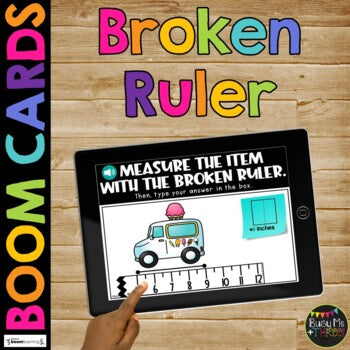 Broken Ruler Boom Cards™ Math Station Measurement Activity in Inches