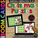 Boom Cards™ Christmas Math Puzzles Digital Learning Activity Mystery Pictures