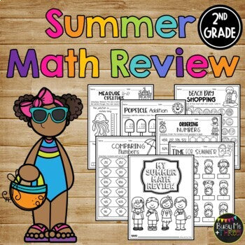 End of the Year MATH REVIEW Summer Packet for 2nd Grade No Prep Printables