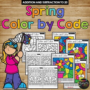 Color by Code Spring Math Activities {Addition and Subtraction to 20}