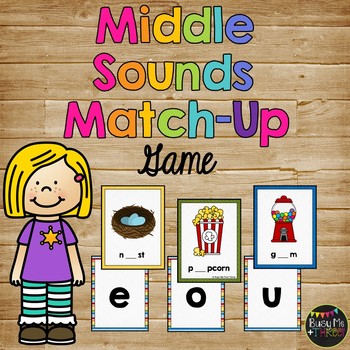 Middle Sounds Match Up Game, Vowels, Literacy Centers, Beginning of Year