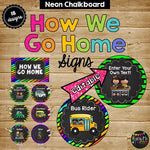 Transportation Display How We Get Home, Editable Round Signs {Neon & Chalkboard}