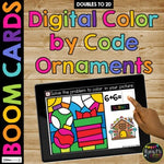 Christmas Boom Cards™ Digital Color by Code Distance Learning Doubles ORNAMENTS