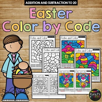 Color by Code Easter Math Activities {Addition & Subtraction to 20}